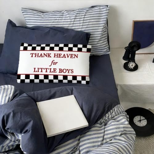 Black White Racing Baby Boy Nursery Decor 12x20 Pillow Cover - Image 2