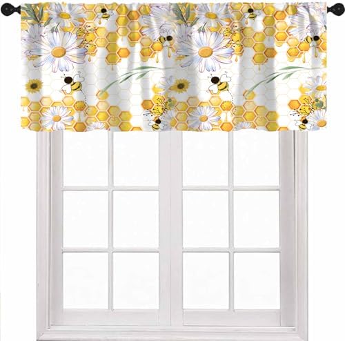 Girls Bee Valance Curtains, Spring Floral Watercolor Flower Honey Plants Window by Unknown