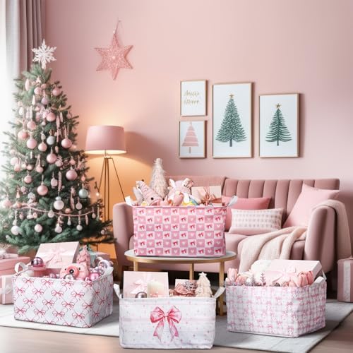 4pcs Christmas Storage Basket Fabric Laundry Baskets - Image 4