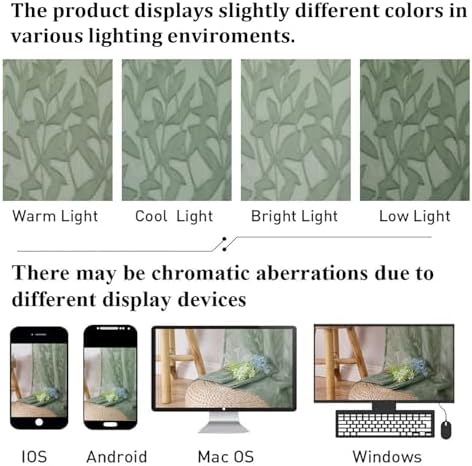 Lecloud Leia Sage Green Sheer Curtains 96 Inches Long 2 Panels, Airy Voile - Image 5