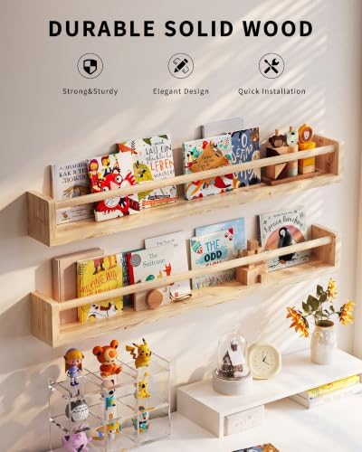 Seocry Nursery Book Shelves, 4 Pack, Wall Book Shelves - Image 2