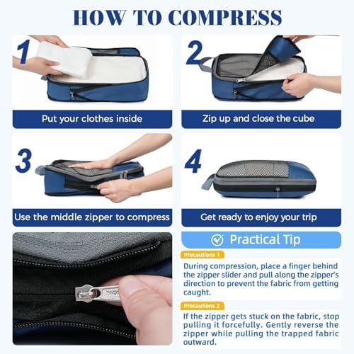 BAGAIL 4 Set/6 Set/8 Set Compression Packing Cubes Travel Accessories - Image 6