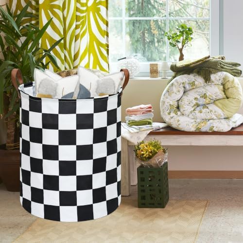 MAIZMZ Checkered Flag Canvas Storage Basket 63L Waterproof Laundry Hamper - Image 5