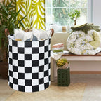 MAIZMZ Checkered Flag Canvas Storage Basket 63L Waterproof Laundry Hamper - Image 5
