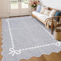 GarveeHome Scalloped Bow Rug 6x9 Washable Grey Rugs by GarveeHome