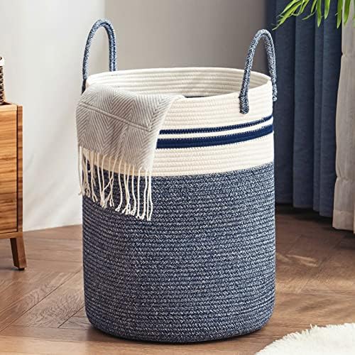 Woven Rope Laundry Hamper Basket by YOUDENOVA, 58L Tall Luandry Basket by YOUDENOVA