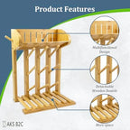 Bamboo Baby Bottle Drying Rack, Vertical Space Saving Kitchen Organizer - Image 3