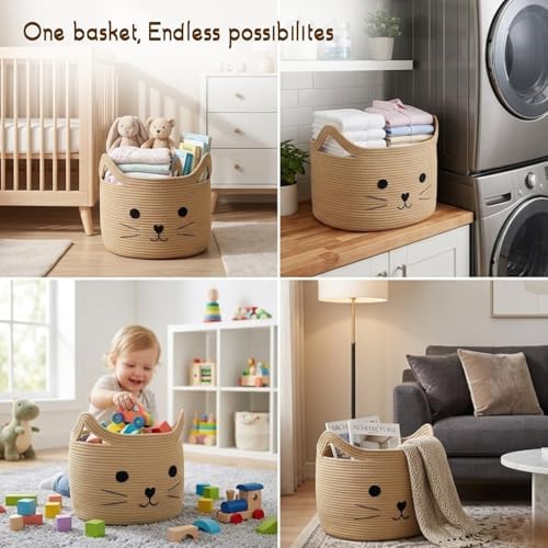 Storage Basket, Large 35L Woven Cotton Rope Baby Bin - Image 4