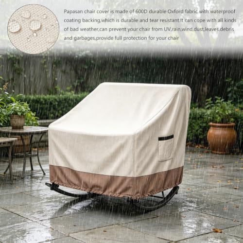Outdoor Rocking Chair Cover, Heavy Duty Waterproof Papasan Chair Cover - Image 5