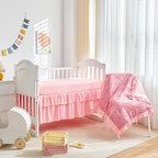 Tufted Ruffle Crib Bedding Set 3 Pieces Baby Boho Quilted Comforter - Image 6
