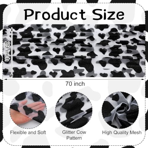 4 Pcs Cow Print Table Runners 29x70in Glitter Lace Dairy Cow - Image 2