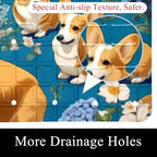 Bathtub Mat Non Slip 26.8x15.1 Inch, Corgis Flowers Shower Mat - Image 2