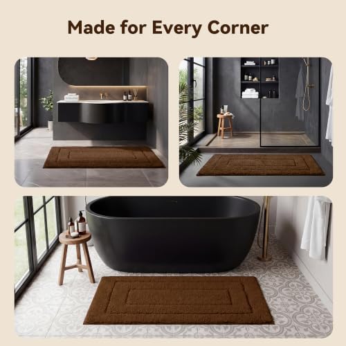 GRANNY SAYS Brown Bathroom Rug 24" x 48", Non-Slip Microfiber Bath Mat - Image 7