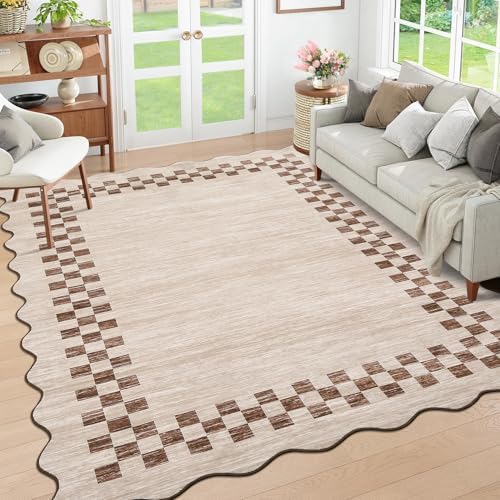 GarveeHome Washable Rug 5x7 for Living Room Large Bedroom Scalloped Rug by GarveeHome