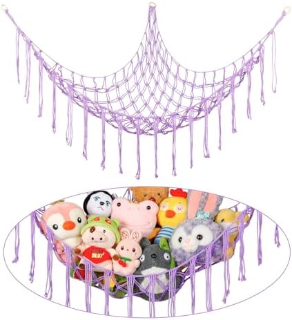 Stuffed Animal Hammock Corner, Hand-knitted Large Plushie Net Toy Hammock by yelienm
