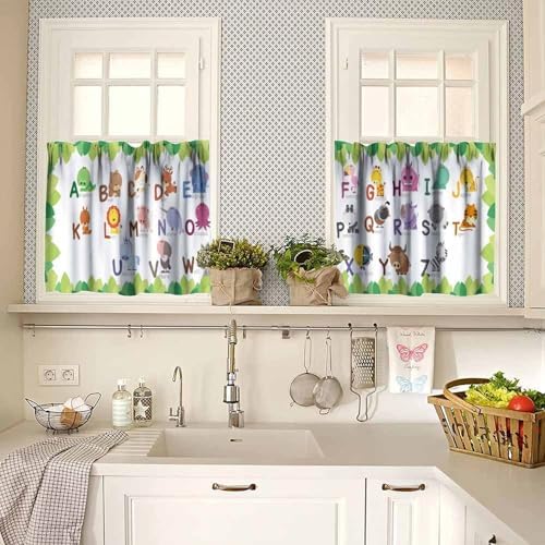 ABC Alphabet Curtains Valance, Cartoon Colorful Animals School Education - Image 2