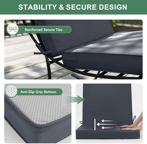 Summsun High Back Outdoor Chair Cushions, 20 x 20 Inch, Dark Grey - Image 4
