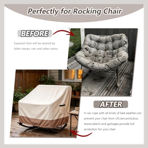 Outdoor Rocking Chair Cover, Heavy Duty Waterproof Papasan Chair Cover - Image 4