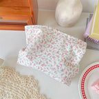 Flat Makeup Bag for Women, Zipper Cosmetic Pouch for Purse, Flower White - Image 6