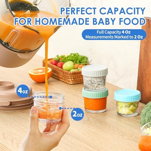 DRKIO 6 pcs Baby Food Storage Containers 4 Oz Small Glass Jars - Image 3