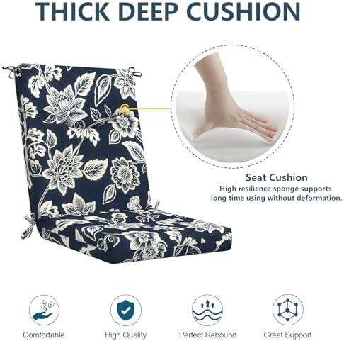 DYTXIII Outdoor High Back Chair Cushions Set of 2, 44x20 in Water Repellent - Image 5