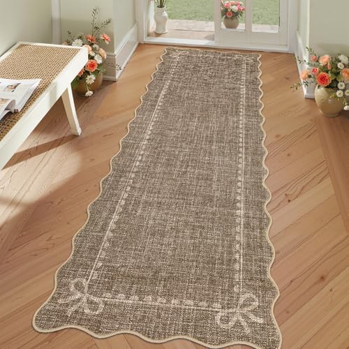 GarveeHome Scalloped Hallway Runner Rug 2.5x10 Non Slip Bedroom Rugs by GarveeHome
