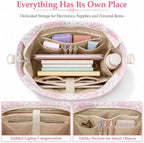 WOBAGMEN Teacher Tote Bag for Women, Quilted Floral Laptop Work Tote - Image 3