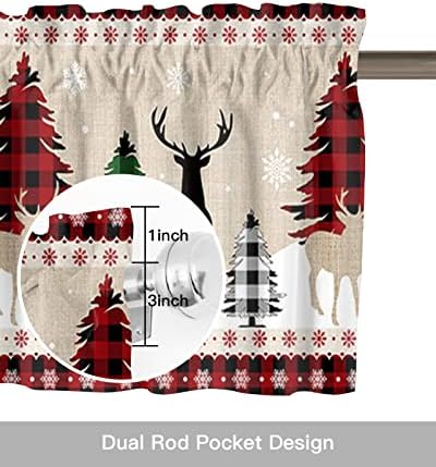 Farmhouse Christmas Kitchen Curtains Valances - Image 6