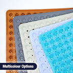 Square Shower Mat Bathtub Bath Mat Non Slip Clear Brown 21"x21" - Image 6