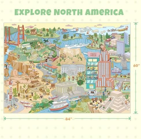Washable Kids Rug 5x7 North America Map - Image 2