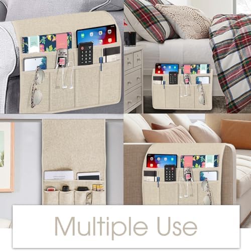 Joywell Remote Control Holder Armchair Caddy Armrest Organizer Beige - Image 6
