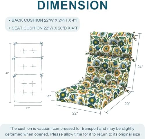 DYTXIII Outdoor High Back Chair Cushions Set of 2, Water Repellent Tufted - Image 3
