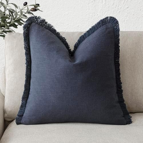 Foindtower Decorative Linen Fringe Throw Pillow Covers Cozy Boho Farmhouse by Foindtower
