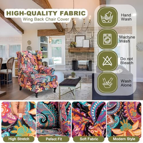 NILUOH Wingback Chair Covers 2-Piece, Armchair Slipcovers - Image 3