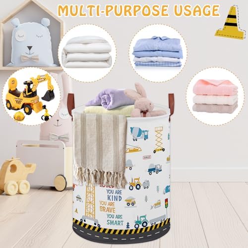 Construction Decor for Boys Room Laundry Basket, Trucks Toddler Kid Laundry - Image 6
