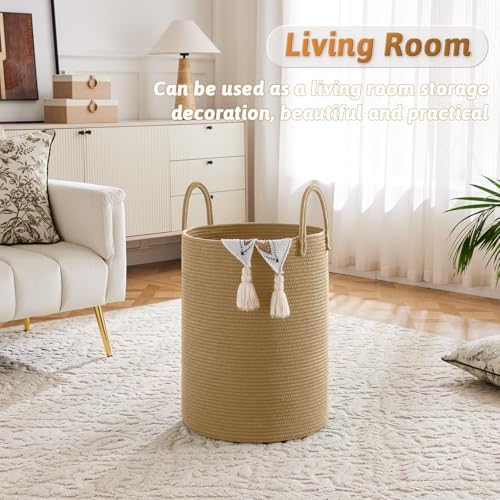 Artfeel Laundry Basket, Woven Cotton Rope Laundry Hamper, 100L - Image 2