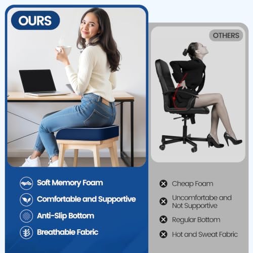 SweetSlubr Seat Cushion, Chair Pad, Memory Foam Tailbone Pain Relief - Image 5