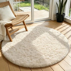 Ophanie Round Rugs 3Ft Ivory Circle Area Rug, Nursery Bedroom Carpet, Small by Ophanie