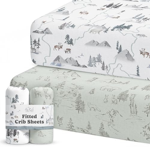 Sorrel + Fern Baby Crib Sheets Neutral, Fitted 2-Pack by SorrelFern