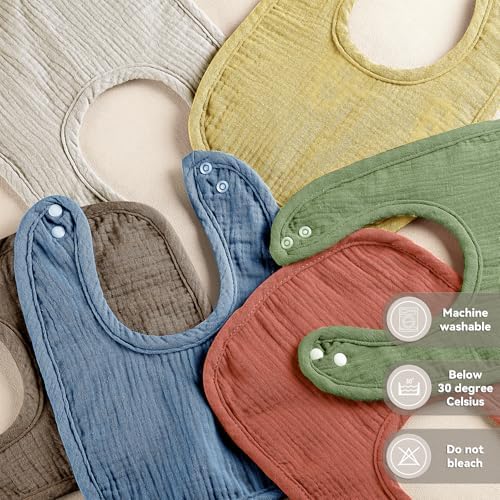Muslin Baby Bibs for Unisex Boys Girls, Cotton Drool Bibs, Adjustable Newborn - Image 5