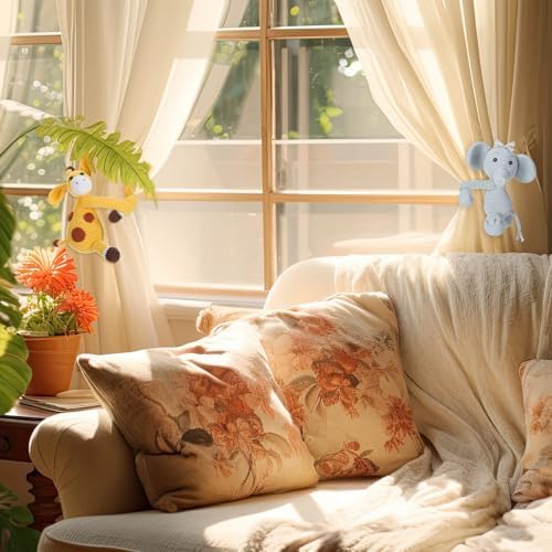 Moukeren Safari Crochet Animal Curtain Ties Back Elephant Shaped Curtain - Image 5