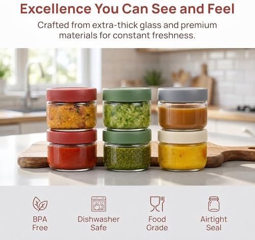 EONJOE 2oz Glass Dressing Containers - Image 3