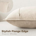 Foindtower Decorative Linen Lumbar Throw Pillow Covers 12x20 Natural Beige - Image 3