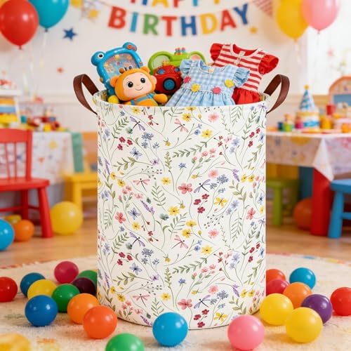 Flower Laundry Hamper, Nursery Hampers, Waterproof folding Boho Flower Plants - Image 6