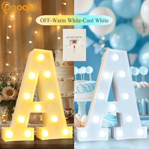 Pooqla LED Marquee Letter Lights, Warm White and Cool White Decorative Lighted - Image 4