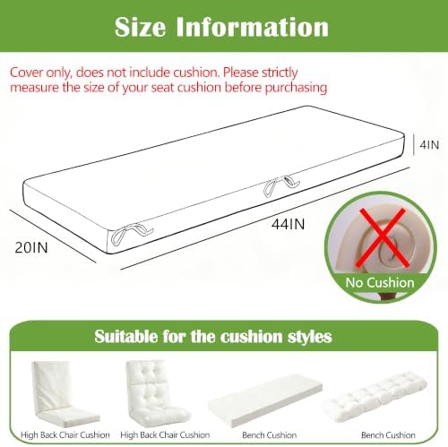 Outdoor High Back Chair Cushion Cover 44x20x4in - Image 2