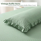 Green White Gingham Ruffle Body Pillow Cover 20"x54" - Image 4