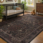 Dark Chestnut Brown Area Rug 5x7, Washable Non Slip Rugs - Image 4