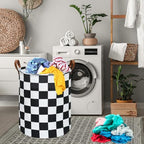 MAIZMZ Checkered Flag Canvas Storage Basket 63L Waterproof Laundry Hamper - Image 4
