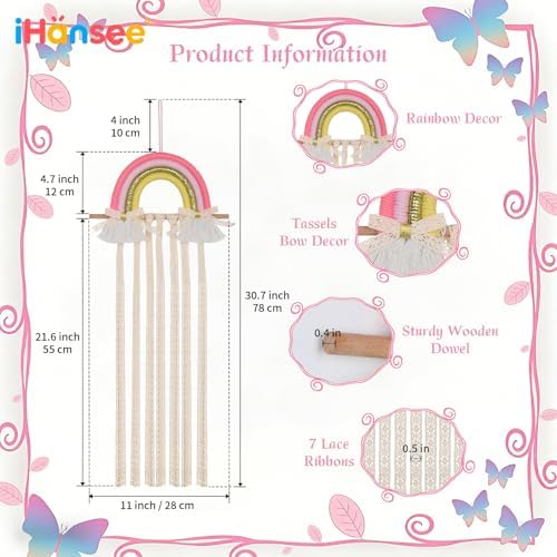 Rainbow Hair Bow Organizer for Girls Baby Hair Clips Holder Ribbons - Image 2